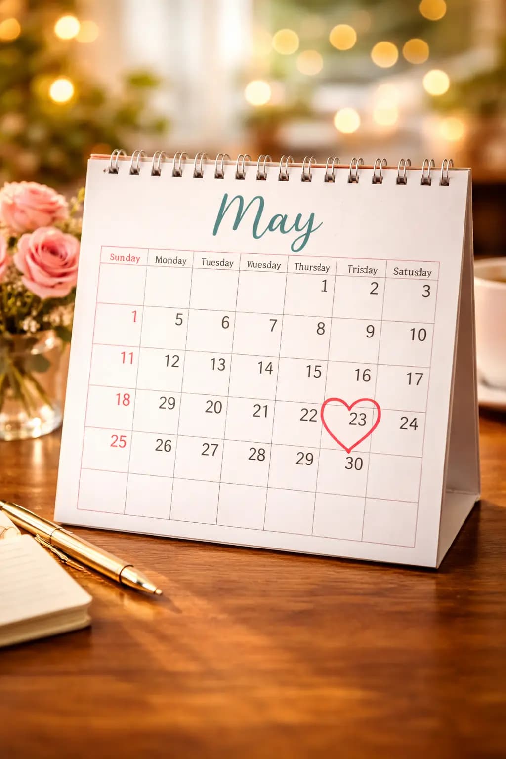 photo of table with a calendar